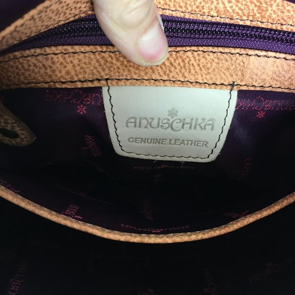 Anuschka NEVER USED Handpainted Leather Tote Shoulder Dragonfly Floral - Picture 11 of 13